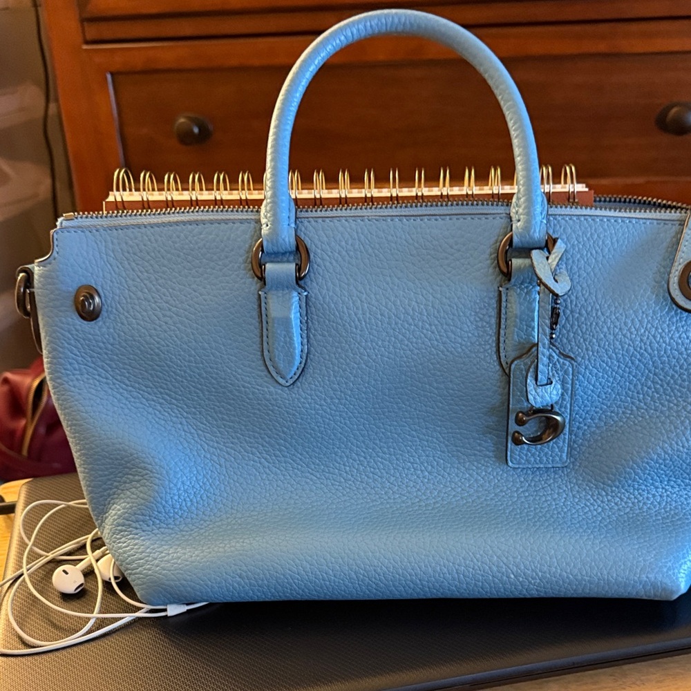 Coach Light Blue Leather Satchel